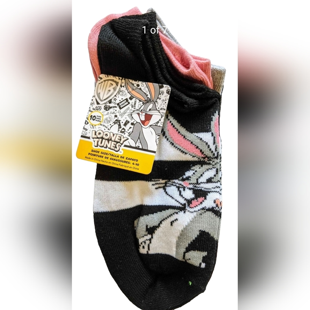 Warner Brothers Bugs Bunny no show socks,‎ 10 pairs New